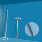 Cleaning brush with a blue background and text